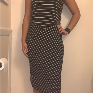 striped black n white fitting dress
